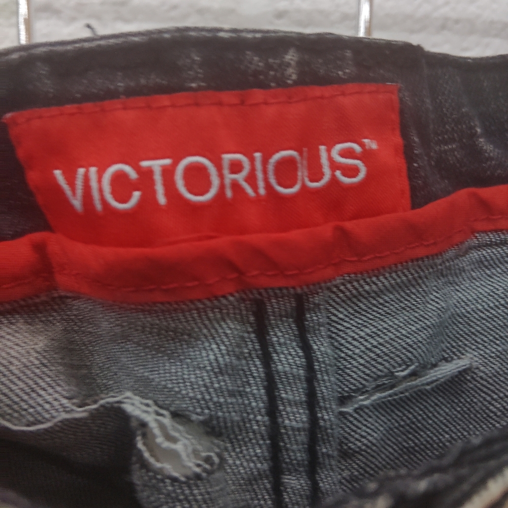 VICTORIOUS Men's Distressed Gray Biker Jeans Size 38 x 32 - Picture 7 of 11